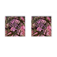 Pink Browning Deer Glitter Camo Camouflage Cufflinks (square) by Loisa77