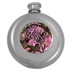 Pink Browning Deer Glitter Camo Camouflage Round Hip Flask (5 Oz) by Loisa77