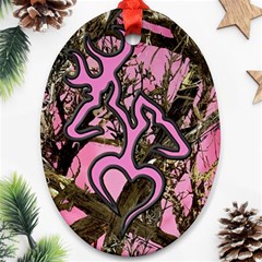 Pink Browning Deer Glitter Camo Camouflage Oval Ornament (two Sides)