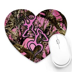 Pink Browning Deer Glitter Camo Camouflage Heart Mousepad by Loisa77