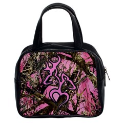 Pink Browning Deer Glitter Camo Camouflage Classic Handbag (two Sides) by Loisa77