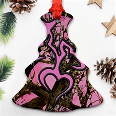 Pink Browning Deer Glitter Camo Camouflage Christmas Tree Ornament (two Sides) by Loisa77