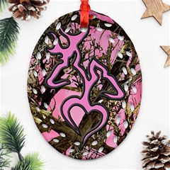 Pink Browning Deer Glitter Camo Camouflage Oval Filigree Ornament (two Sides) by Loisa77