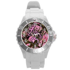 Pink Browning Deer Glitter Camo Camouflage Round Plastic Sport Watch (l) by Loisa77