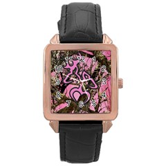 Pink Browning Deer Glitter Camo Camouflage Rose Gold Leather Watch  by Loisa77