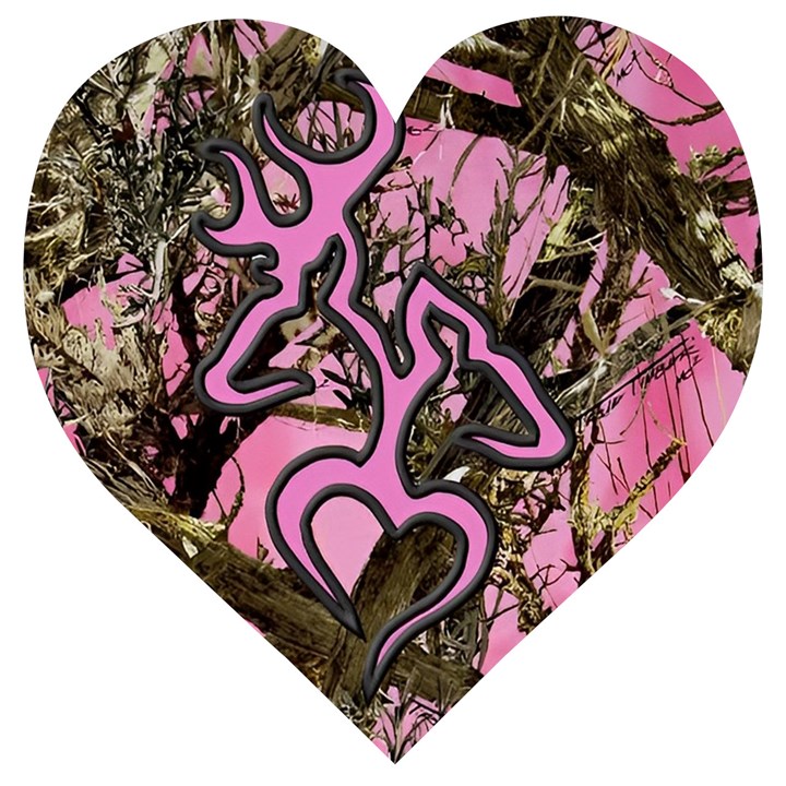 Pink Browning Deer Glitter Camo Camouflage Wooden Puzzle Heart