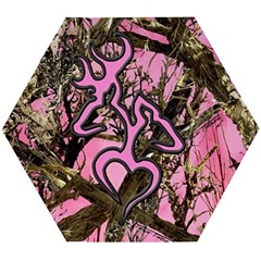 Pink Browning Deer Glitter Camo Camouflage Wooden Puzzle Hexagon by Loisa77