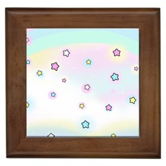 Stars Cute Pastel Pattern Rainbow Framed Tile