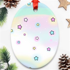 Stars Cute Pastel Pattern Rainbow Ornament (oval)