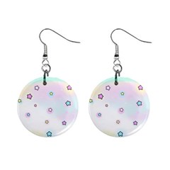 Stars Cute Pastel Pattern Rainbow Mini Button Earrings by Loisa77