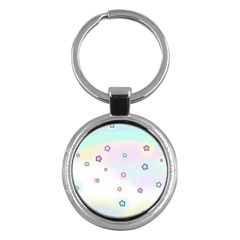 Stars Cute Pastel Pattern Rainbow Key Chain (round) by Loisa77