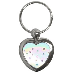 Stars Cute Pastel Pattern Rainbow Key Chain (heart) by Loisa77