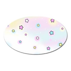 Stars Cute Pastel Pattern Rainbow Oval Magnet by Loisa77