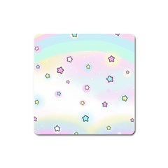 Stars Cute Pastel Pattern Rainbow Square Magnet by Loisa77