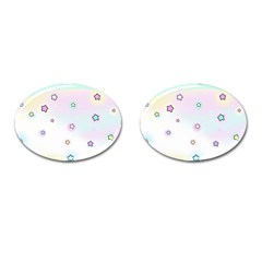 Stars Cute Pastel Pattern Rainbow Cufflinks (oval) by Loisa77