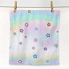 Stars Cute Pastel Pattern Rainbow Face Towel by Loisa77