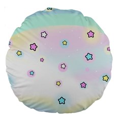 Stars Cute Pastel Pattern Rainbow Large 18  Premium Round Cushions by Loisa77