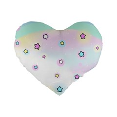 Stars Cute Pastel Pattern Rainbow Standard 16  Premium Heart Shape Cushions