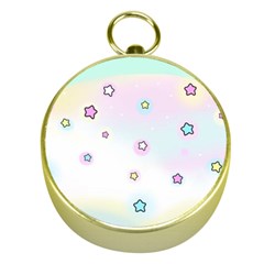 Stars Cute Pastel Pattern Rainbow Gold Compasses by Loisa77