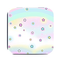 Stars Cute Pastel Pattern Rainbow Square Metal Box (black) by Loisa77