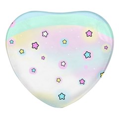 Stars Cute Pastel Pattern Rainbow Heart Glass Fridge Magnet (4 Pack) by Loisa77