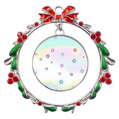 Stars Cute Pastel Pattern Rainbow Metal X mas Wreath Ribbon Ornament by Loisa77