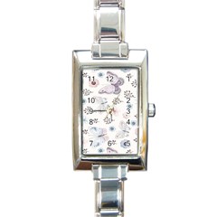 Butterflies Cute Flower Pastel Pattern Rectangle Italian Charm Watch by Loisa77