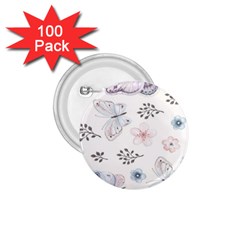 Butterflies Cute Flower Pastel Pattern 1 75  Buttons (100 Pack)  by Loisa77