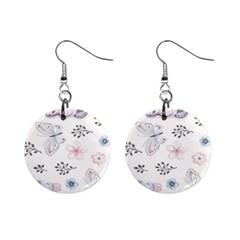 Butterflies Cute Flower Pastel Pattern Mini Button Earrings by Loisa77