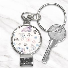 Butterflies Cute Flower Pastel Pattern Nail Clippers Key Chain by Loisa77