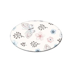 Butterflies Cute Flower Pastel Pattern Sticker (oval) by Loisa77