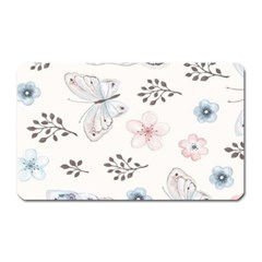 Butterflies Cute Flower Pastel Pattern Magnet (rectangular) by Loisa77