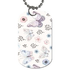 Butterflies Cute Flower Pastel Pattern Dog Tag (one Side)