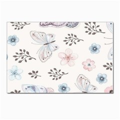 Butterflies Cute Flower Pastel Pattern Postcard 4 x 6  (pkg Of 10) by Loisa77