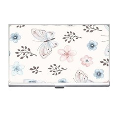 Butterflies Cute Flower Pastel Pattern Business Card Holder by Loisa77