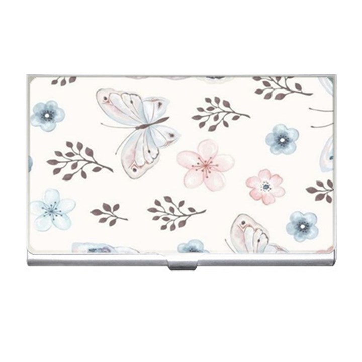 Butterflies Cute Flower Pastel Pattern Business Card Holder