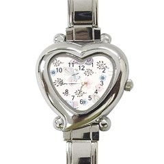 Butterflies Cute Flower Pastel Pattern Heart Italian Charm Watch by Loisa77