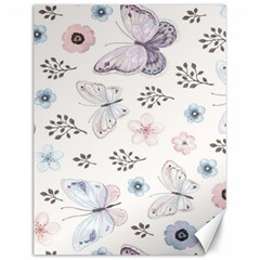 Butterflies Cute Flower Pastel Pattern Canvas 12  X 16  by Loisa77