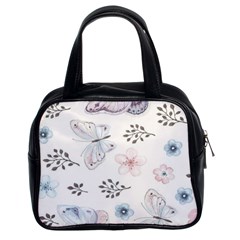 Butterflies Cute Flower Pastel Pattern Classic Handbag (two Sides) by Loisa77