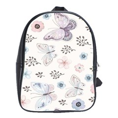 Butterflies Cute Flower Pastel Pattern School Bag (large) by Loisa77