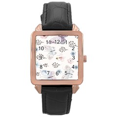 Butterflies Cute Flower Pastel Pattern Rose Gold Leather Watch  by Loisa77