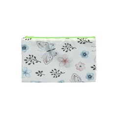 Butterflies Cute Flower Pastel Pattern Cosmetic Bag (xs) by Loisa77