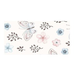 Butterflies Cute Flower Pastel Pattern Satin Wrap 35  X 70 