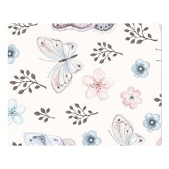 Butterflies Cute Flower Pastel Pattern Premium Plush Fleece Blanket (large) by Loisa77