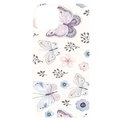 Butterflies Cute Flower Pastel Pattern Iphone 14 Plus Black Uv Print Case by Loisa77