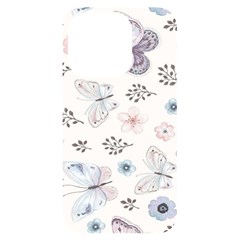 Butterflies Cute Flower Pastel Pattern Iphone 14 Pro Black Uv Print Case by Loisa77