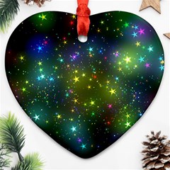 Stars Coloured Lights Background Ornament (heart)