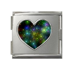 Stars Coloured Lights Background Mega Link Heart Italian Charm (18mm) by Loisa77