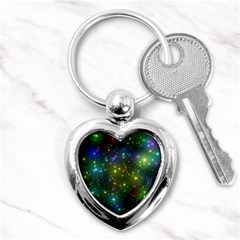 Stars Coloured Lights Background Key Chain (heart) by Loisa77