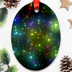 Stars Coloured Lights Background Oval Ornament (two Sides)